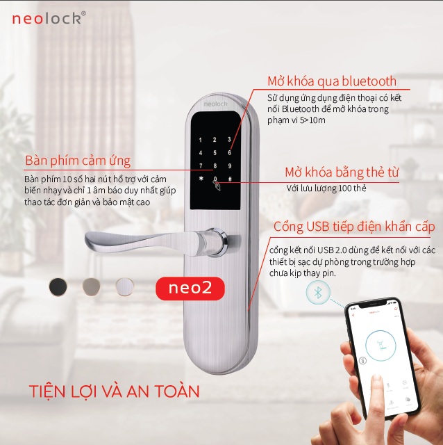 Khóa cửa thông minh cho homestay giá rẻ NEO2 - NEOLOCK